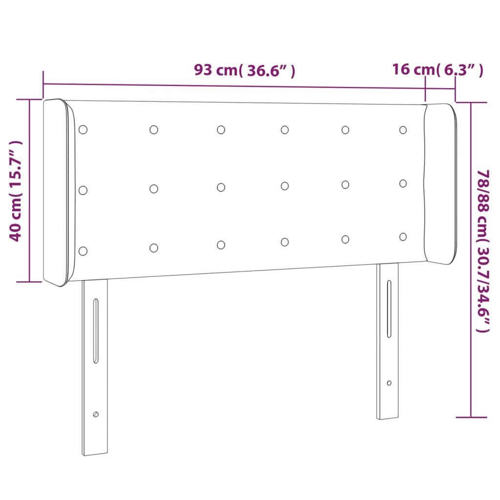 Sängynpääty korvilla, sininen, 93x16x78/88cm, kangas hinta ja tiedot | Sängyt | hobbyhall.fi