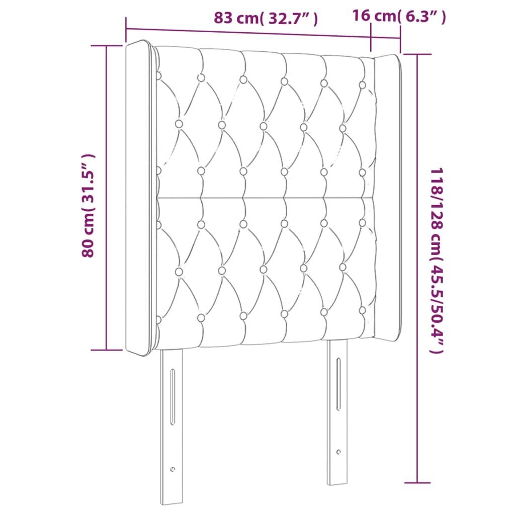 Sängynpääty korvilla, ruskea, 83x16x118/128cm, kangas hinta ja tiedot | Sängyt | hobbyhall.fi