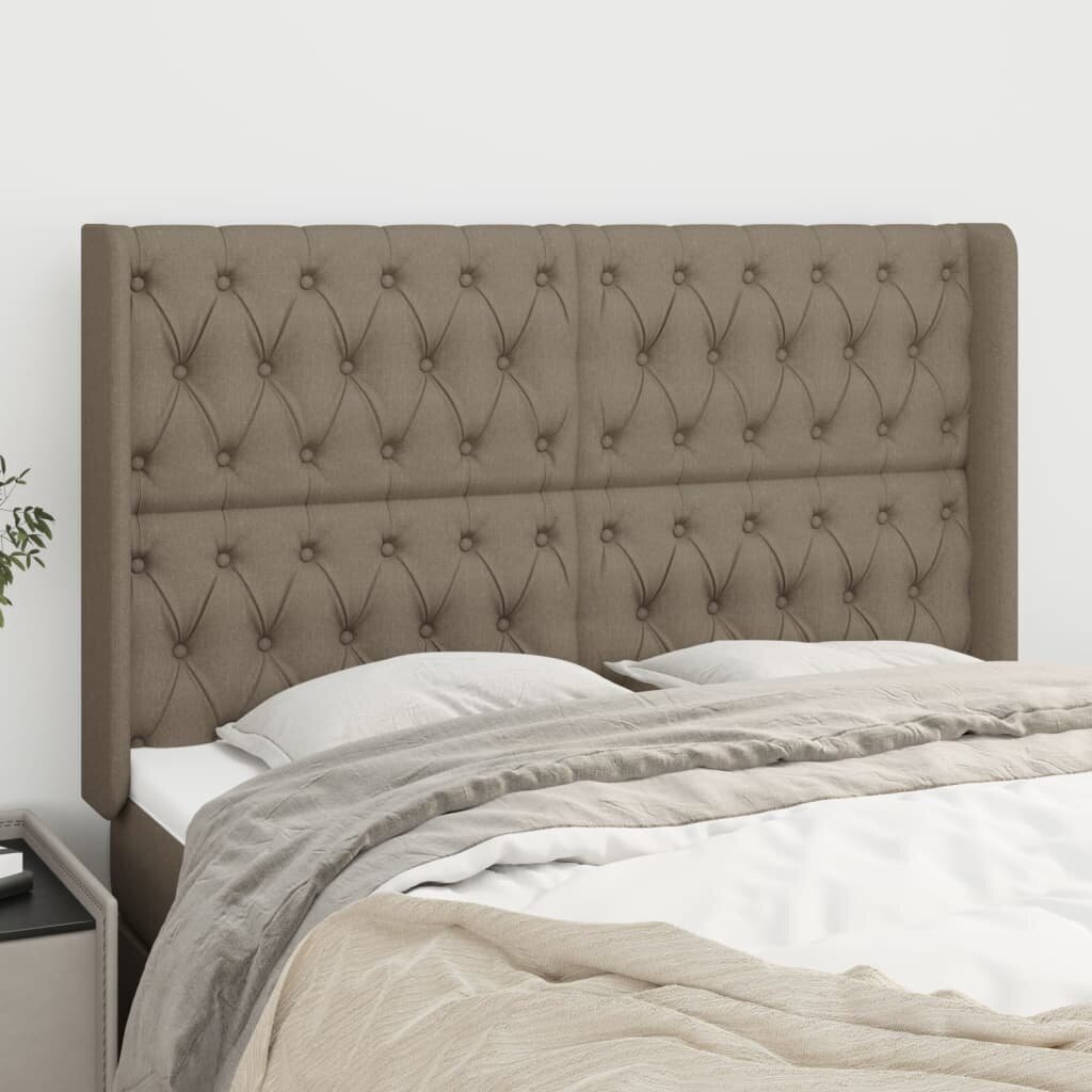 Sängynpääty korvilla, taupe, 163x16x118/128cm, kangas hinta ja tiedot | Sängyt | hobbyhall.fi