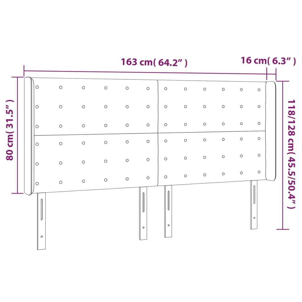 Sängynpääty korvilla, ruskea, 163x16x118/128cm, kangas hinta ja tiedot | Sängyt | hobbyhall.fi