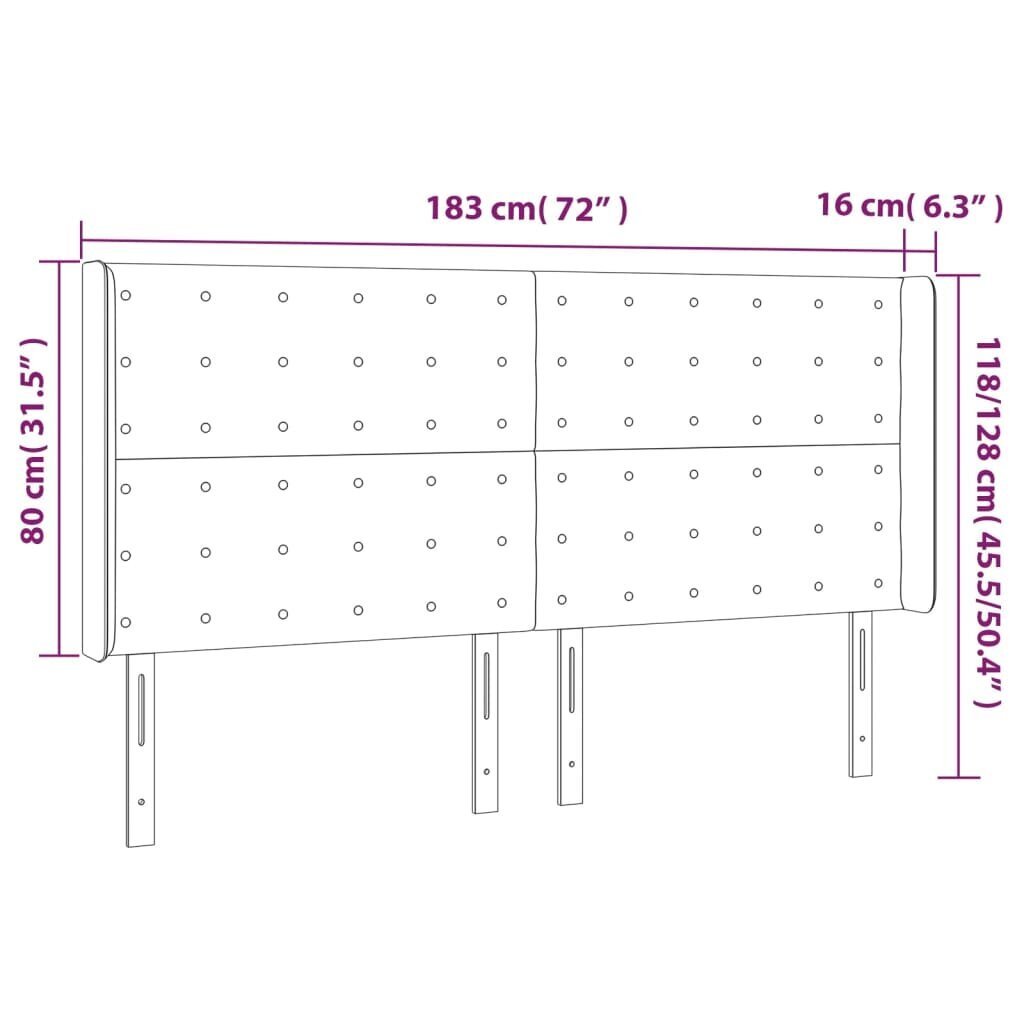 Sängynpääty korvilla, ruskea, 183x16x118/128cm, kangas hinta ja tiedot | Sängyt | hobbyhall.fi