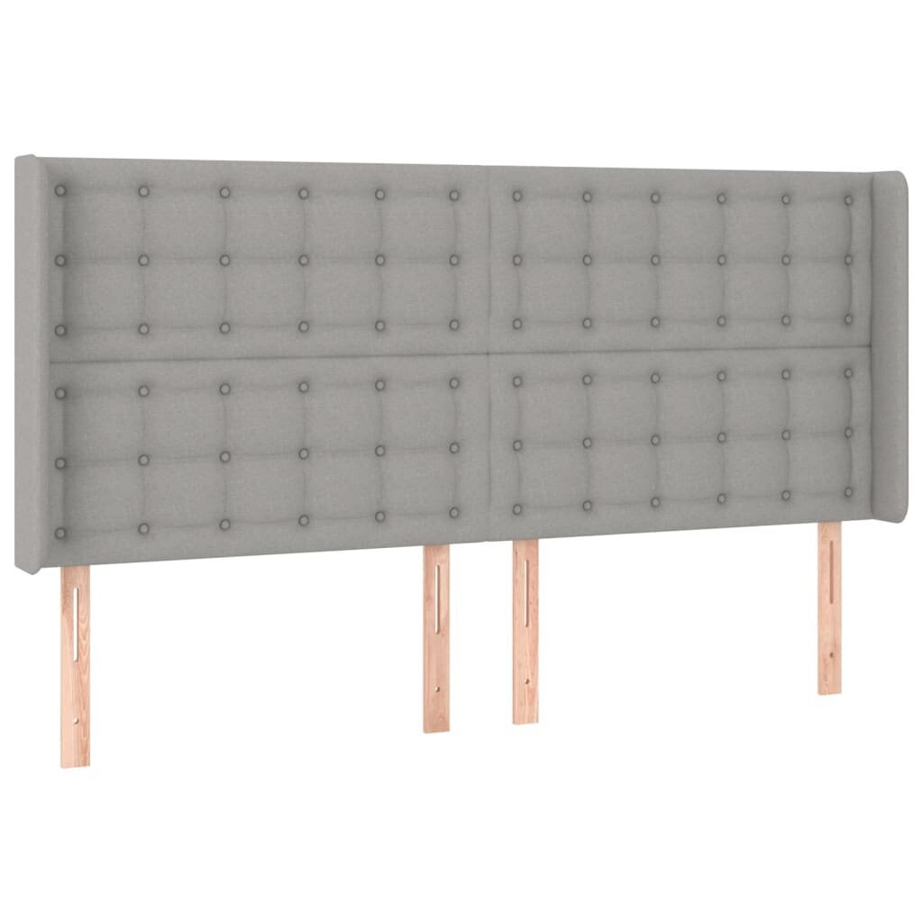 Sängynpääty korvilla, harmaa, 203x16x118/128 cm, kangas hinta ja tiedot | Sängyt | hobbyhall.fi