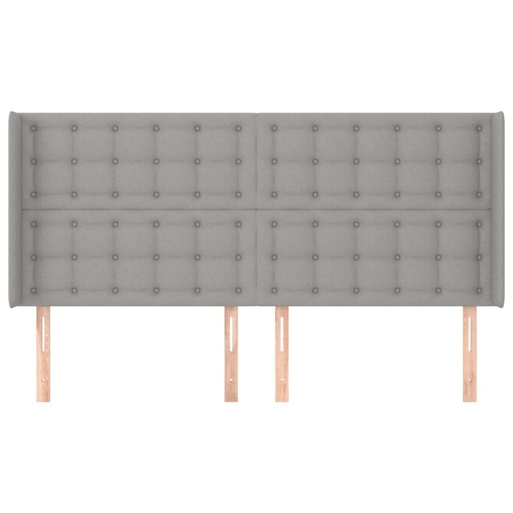 Sängynpääty korvilla, harmaa, 203x16x118/128 cm, kangas hinta ja tiedot | Sängyt | hobbyhall.fi