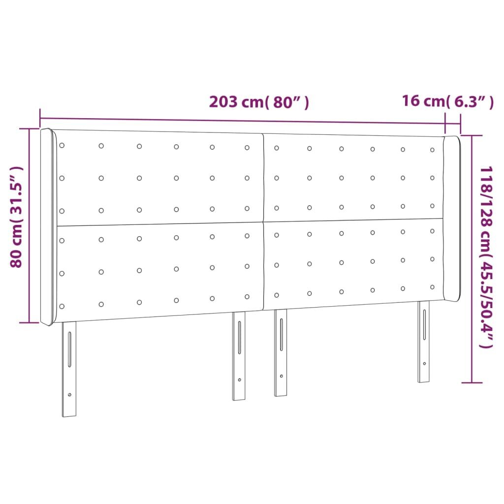 Sängynpääty korvilla, musta, 203x16x118/128cm, kangas hinta ja tiedot | Sängyt | hobbyhall.fi