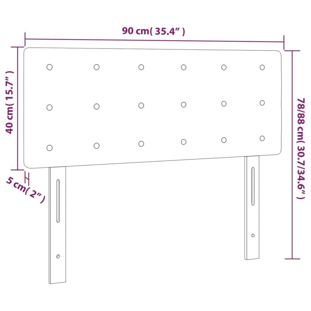 Sängynpääty, tummanharmaa, 90x5x78/88cm, kangas hinta ja tiedot | Sängyt | hobbyhall.fi