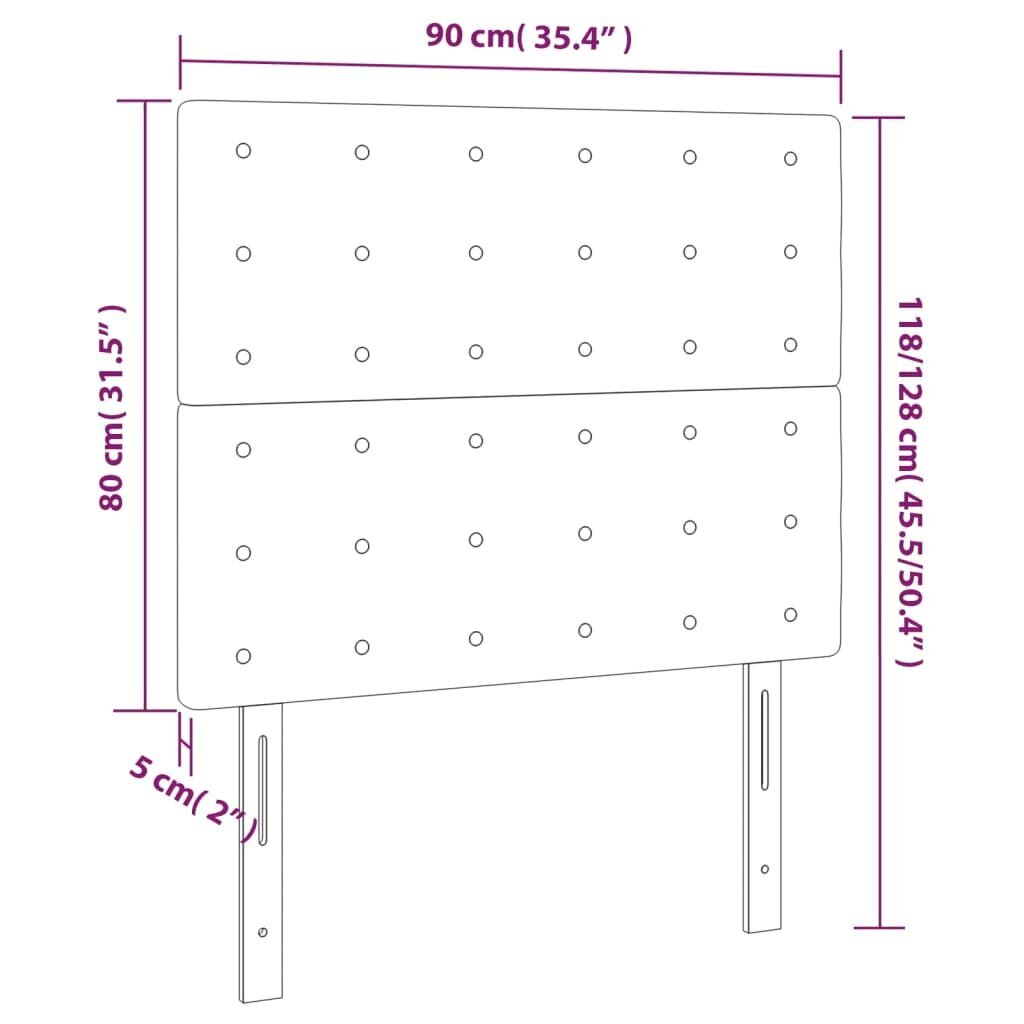 Sängynpääty, 2 kpl, tummanharmaa, 90x5x78/88cm, kangas hinta ja tiedot | Sängyt | hobbyhall.fi