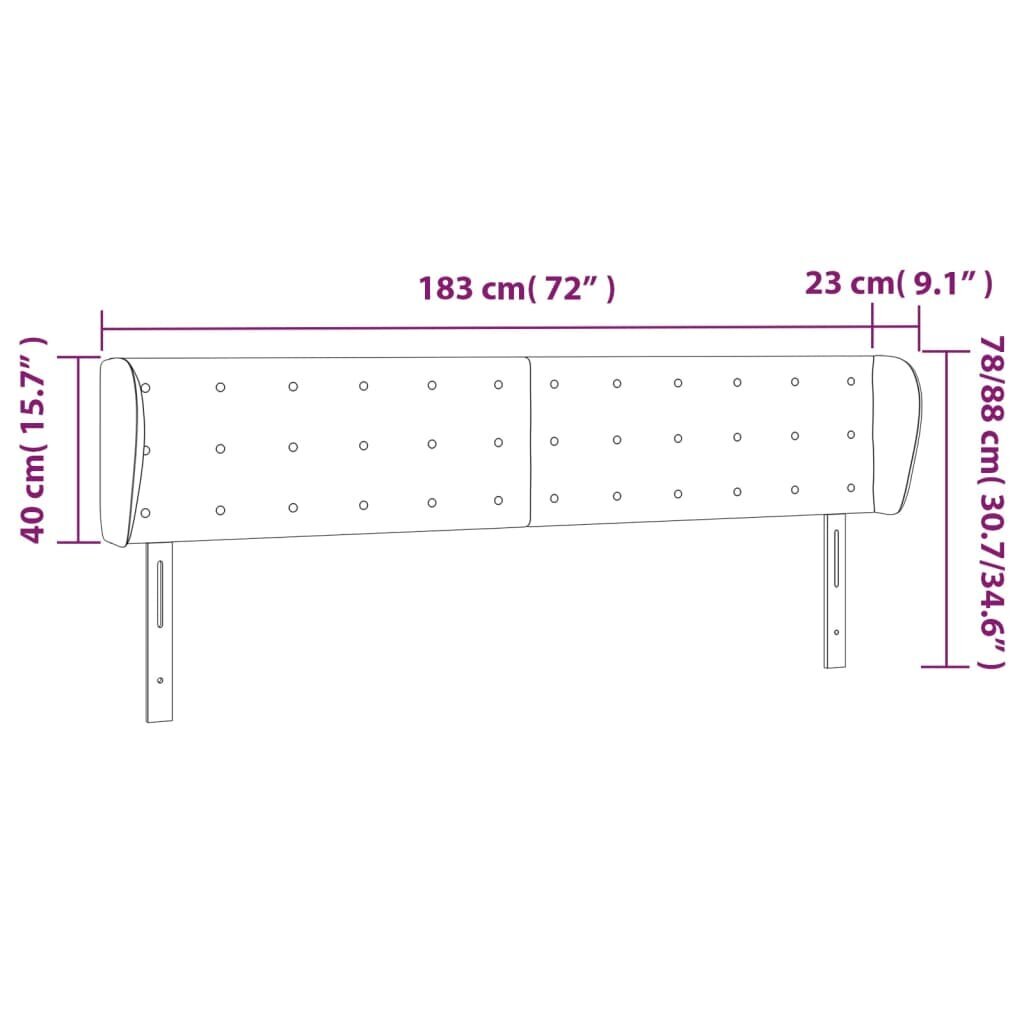 Sängynpääty korvilla, tummanharmaa, 183x23x78/88cm, kangas hinta ja tiedot | Sängyt | hobbyhall.fi