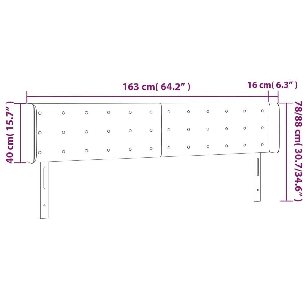 Sängynpääty korvilla, vaaleanharmaa, 163x16x78/88cm, kangas hinta ja tiedot | Sängyt | hobbyhall.fi