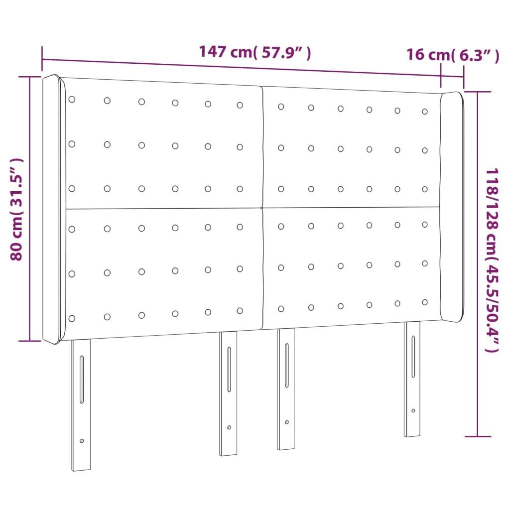 Sängynpääty korvilla, ruskea, 147x16x118/128cm, kangas hinta ja tiedot | Sängyt | hobbyhall.fi