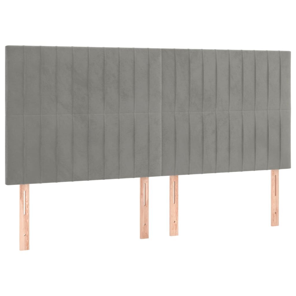 Sängynpääty, 4 kpl, vaaleanharmaa, 90x5x78/88cm, sametti hinta ja tiedot | Sängyt | hobbyhall.fi