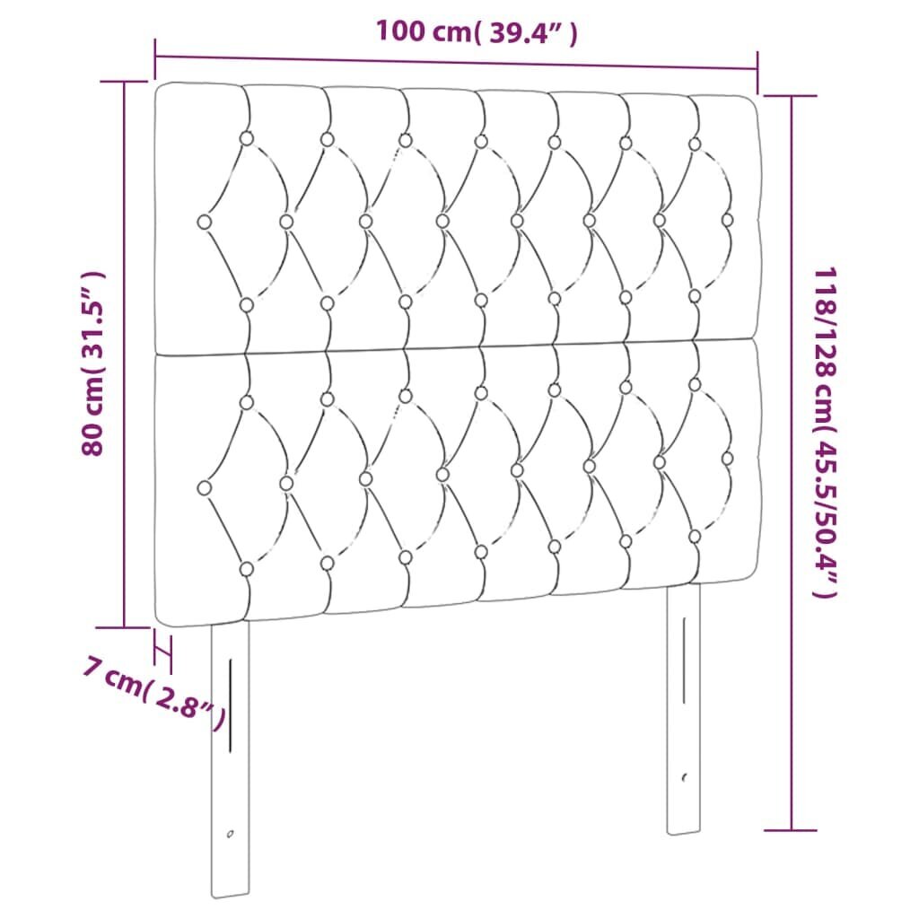 Sängynpääty, 2 kpl, tummanharmaa, 100x7x78/88cm, sametti hinta ja tiedot | Sängyt | hobbyhall.fi