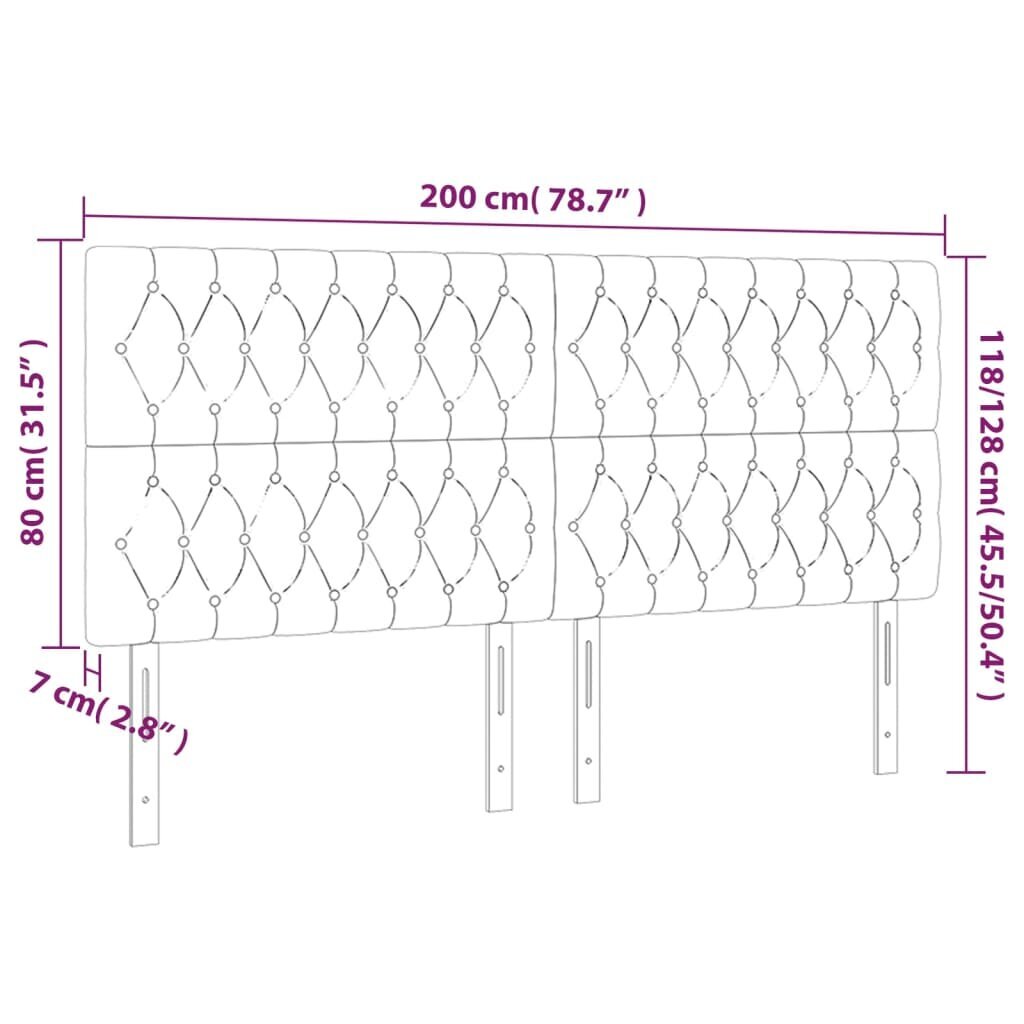 Sängynpääty, 4 kpl, tummanharmaa, 100x7x78/88cm, sametti hinta ja tiedot | Sängyt | hobbyhall.fi