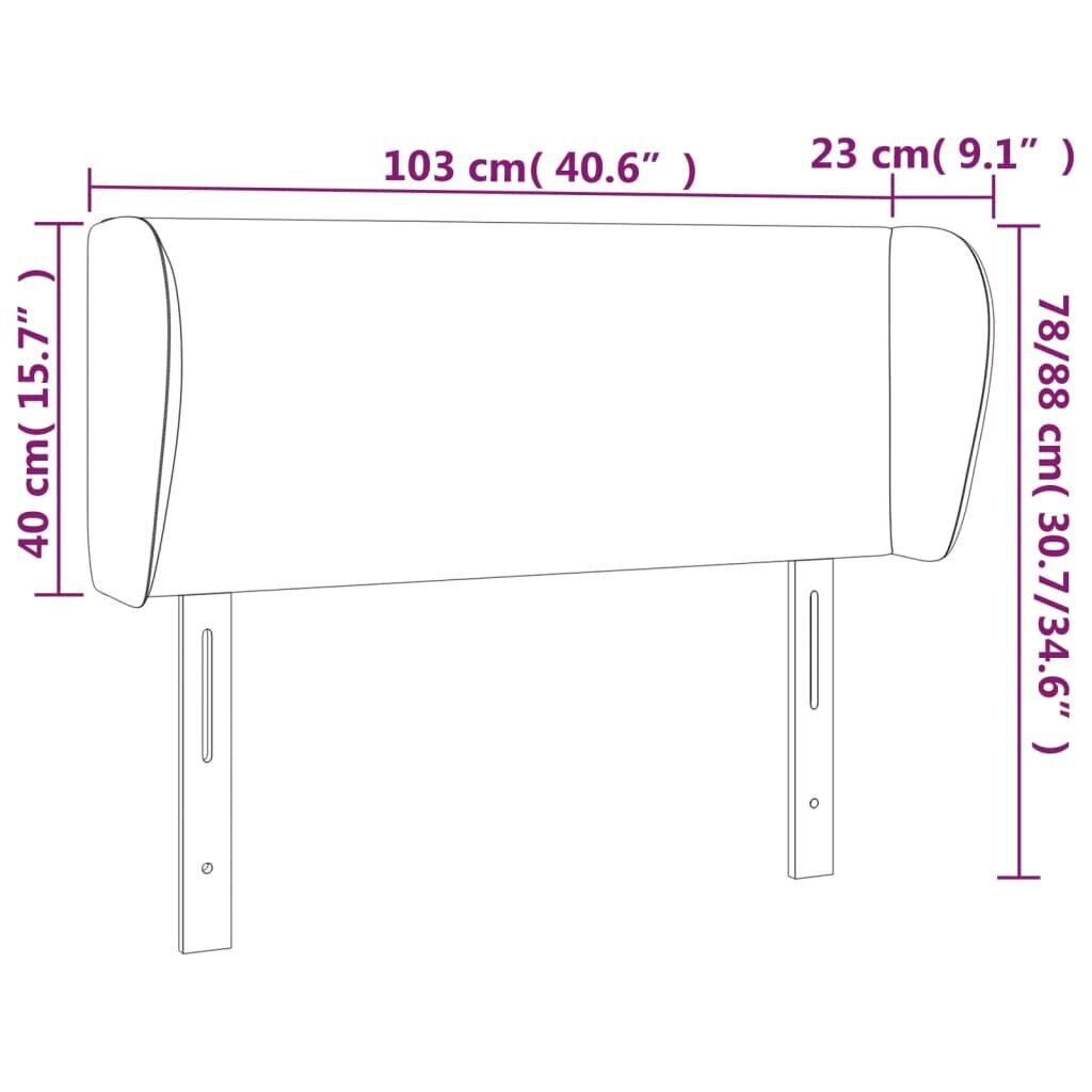 Sängynpääty korvakkeilla, musta, 103x23x78/88cm, keinonahkaa hinta ja tiedot | Sängyt | hobbyhall.fi