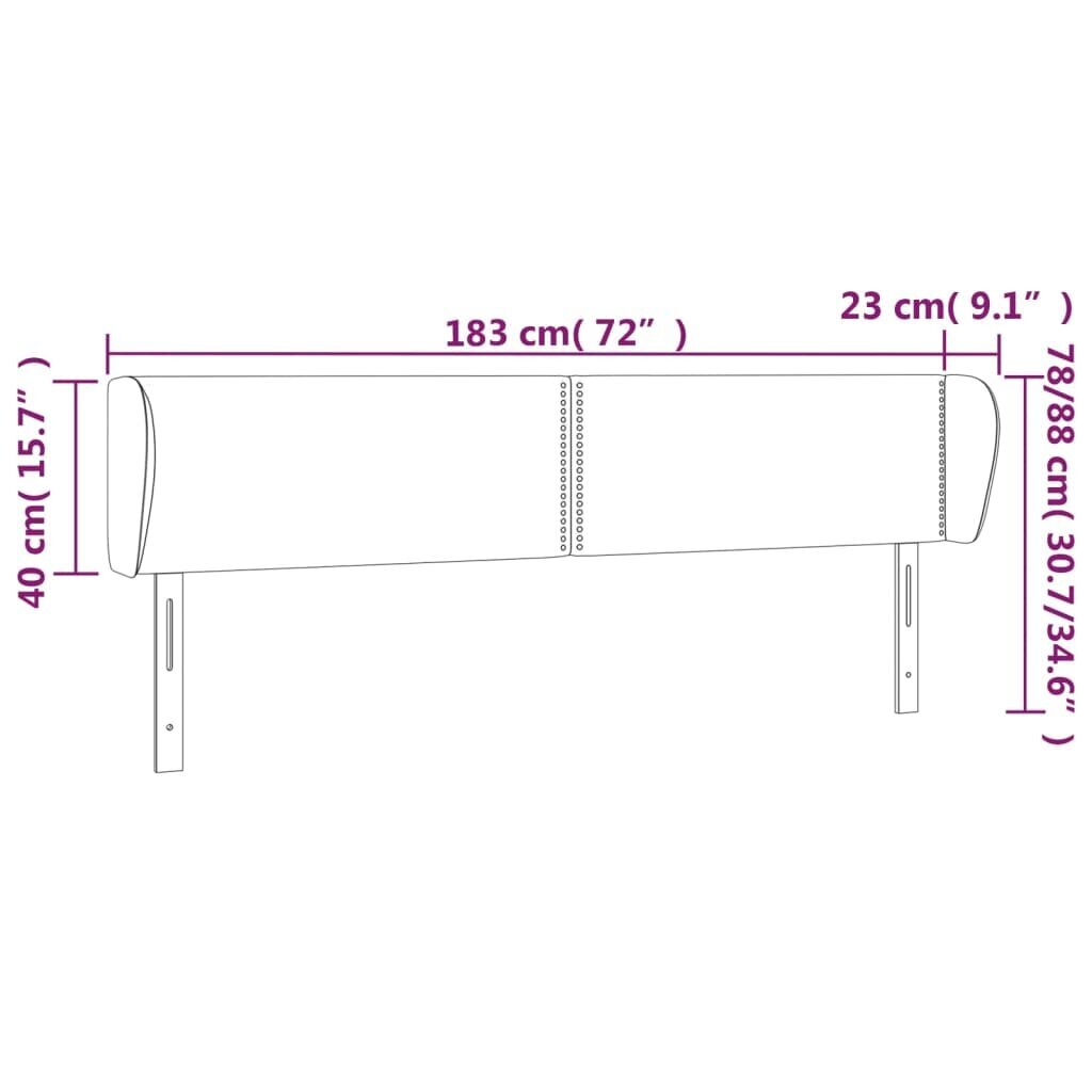 Sängynpääty korvakkeilla, musta, 183x23x78/88cm, keinonahkaa hinta ja tiedot | Sängyt | hobbyhall.fi