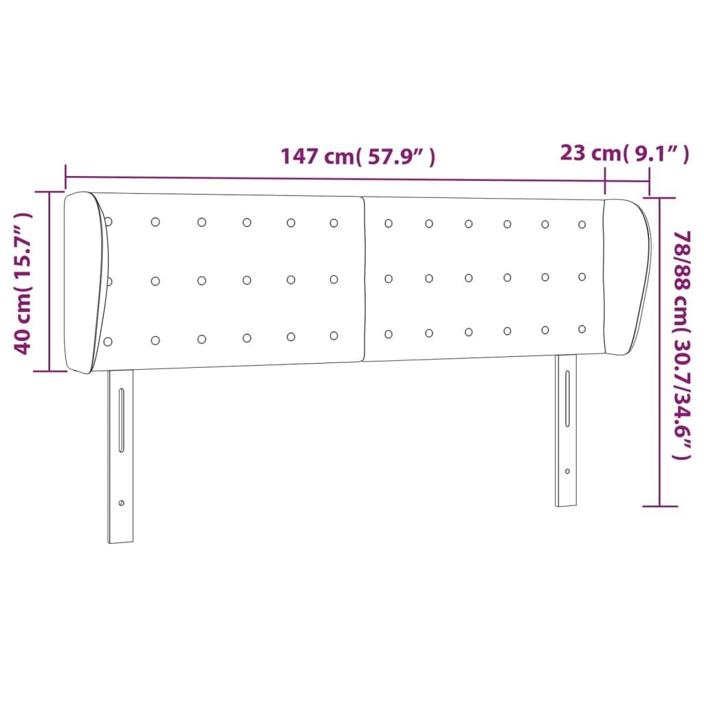 Sängynpääty korvilla, musta, 147x23x78/88cm, kangas hinta ja tiedot | Sängyt | hobbyhall.fi