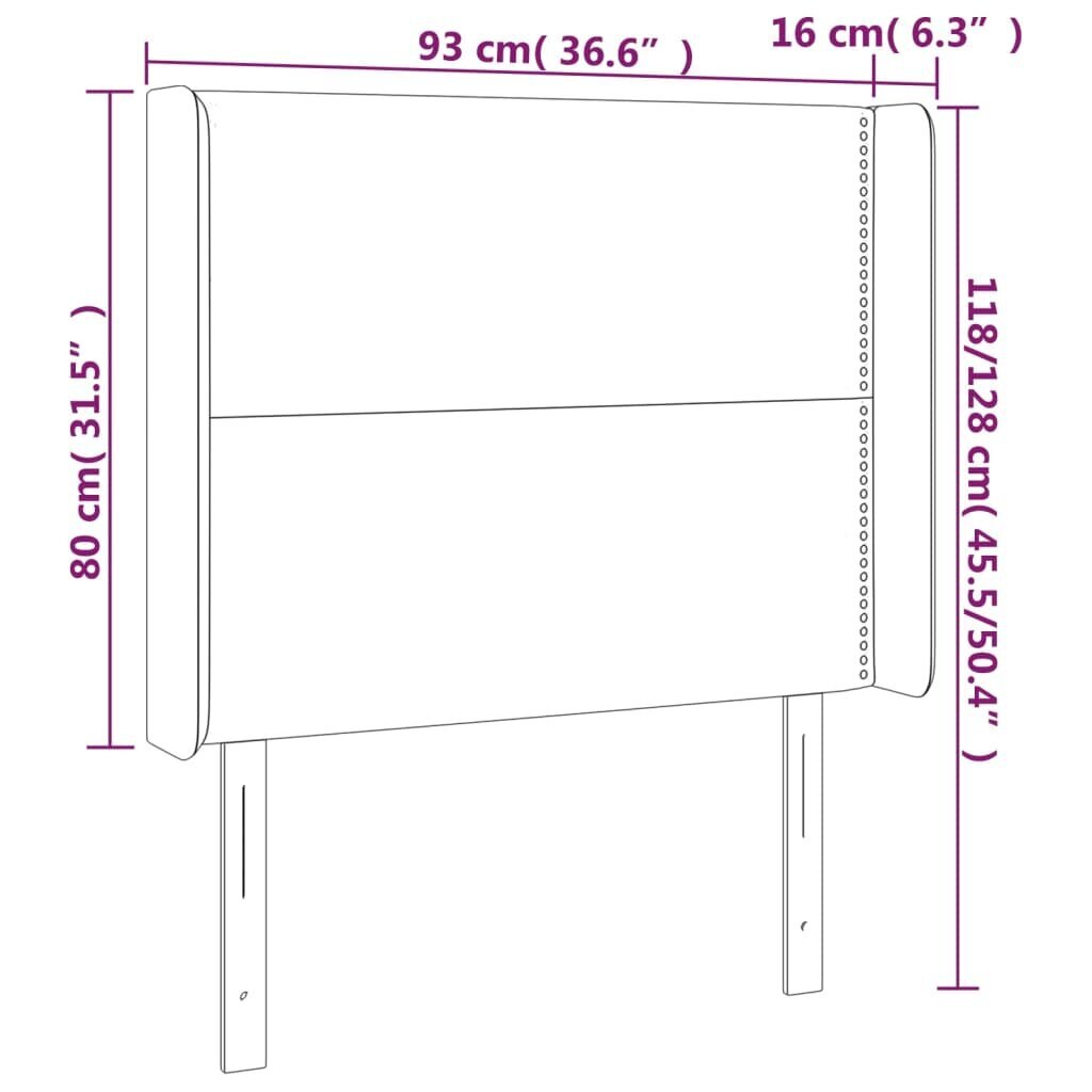 Sängynpääty korvakkeilla, musta, 93x16x118/128cm, keinonahkaa hinta ja tiedot | Sängyt | hobbyhall.fi