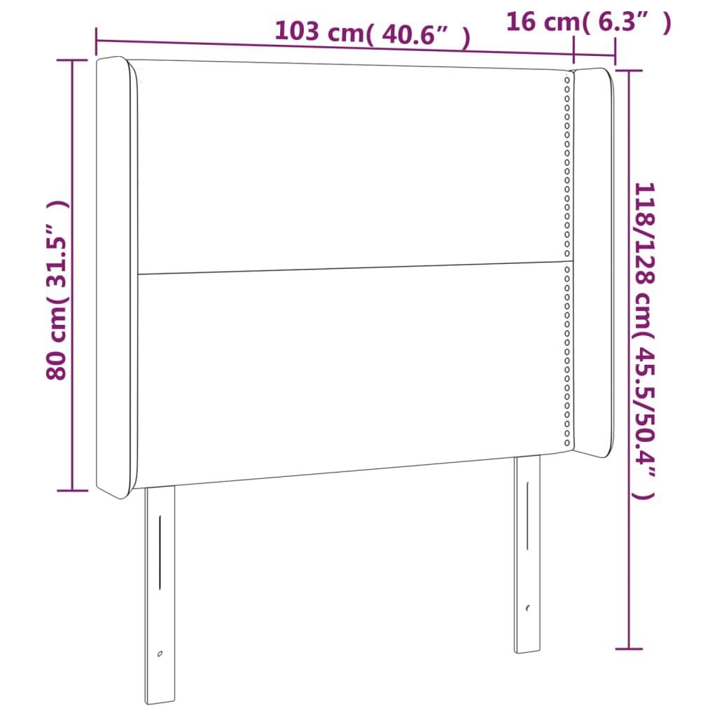 Sängynpääty korvakkeilla, musta, 103x16x118/128cm, keinonahka hinta ja tiedot | Sängyt | hobbyhall.fi