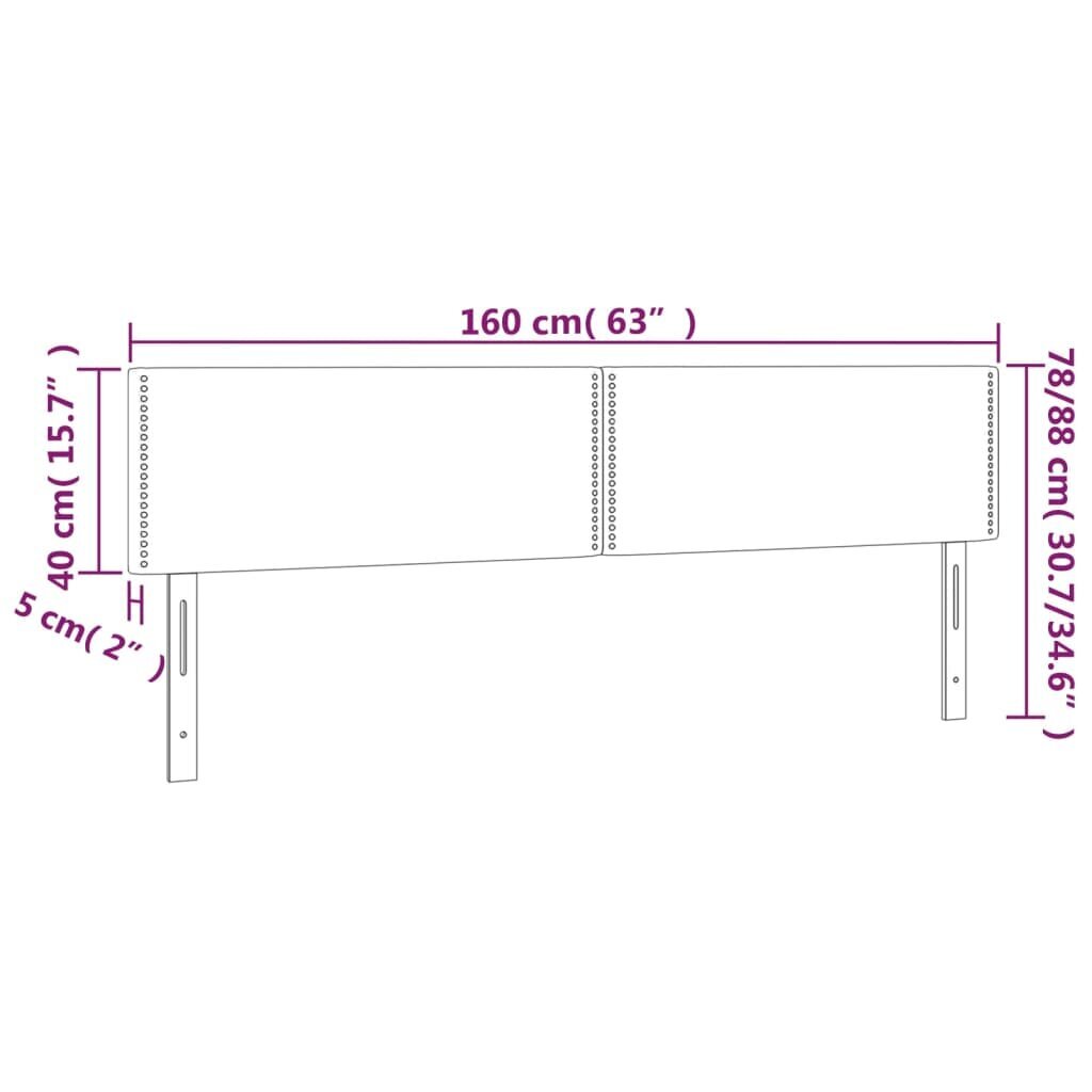 Sängynpääty, 2 kpl, harmaa, 80x5x78/88cm, keinonahka hinta ja tiedot | Sängyt | hobbyhall.fi