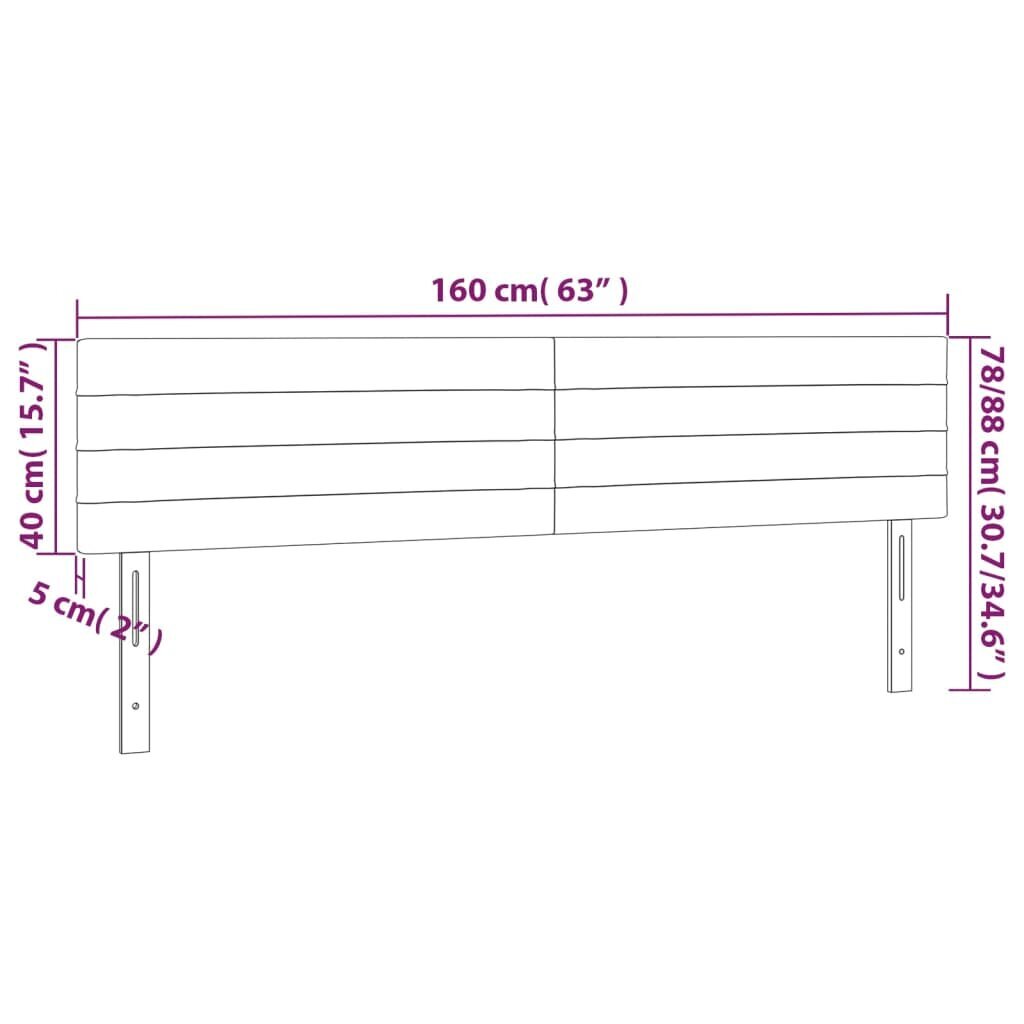 Sängynpääty, 2 kpl, tummanharmaa, 80x5x78/88cm, sametti hinta ja tiedot | Sängyt | hobbyhall.fi