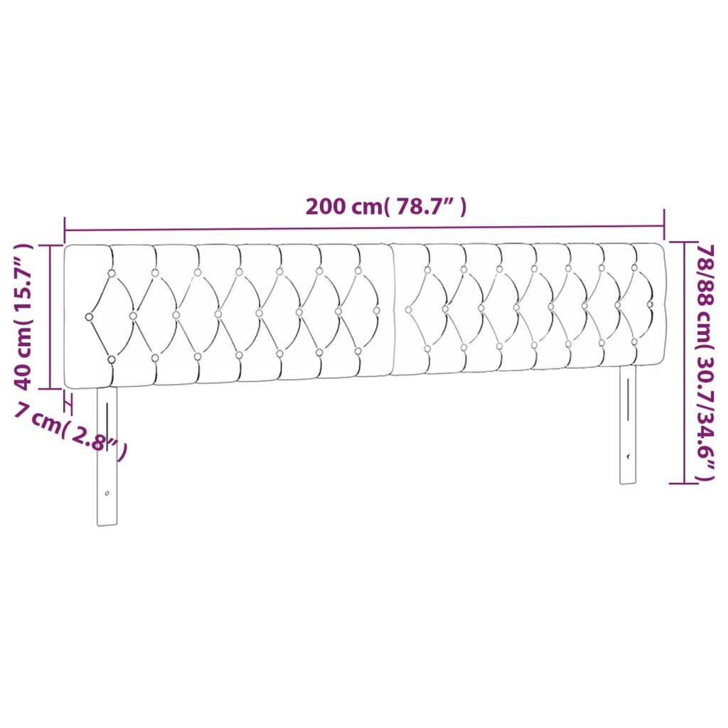 Sängynpääty, 2 kpl, tummanharmaa, 100x7x78/88cm, sametti hinta ja tiedot | Sängyt | hobbyhall.fi