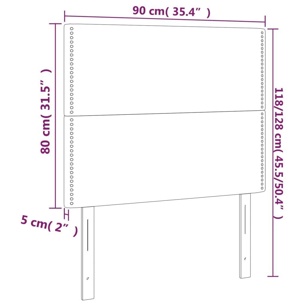 Sängynpääty, 2 kpl, vaaleanharmaa, 90x5x78/88cm, sametti hinta ja tiedot | Sängyt | hobbyhall.fi