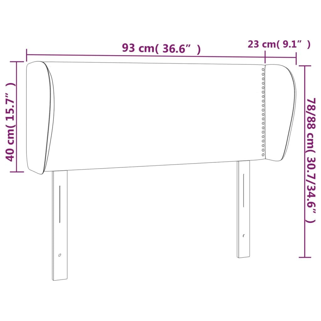 Sängynpääty korvilla, kerma, 93x23x78/88cm, keinonahkaa hinta ja tiedot | Sängyt | hobbyhall.fi