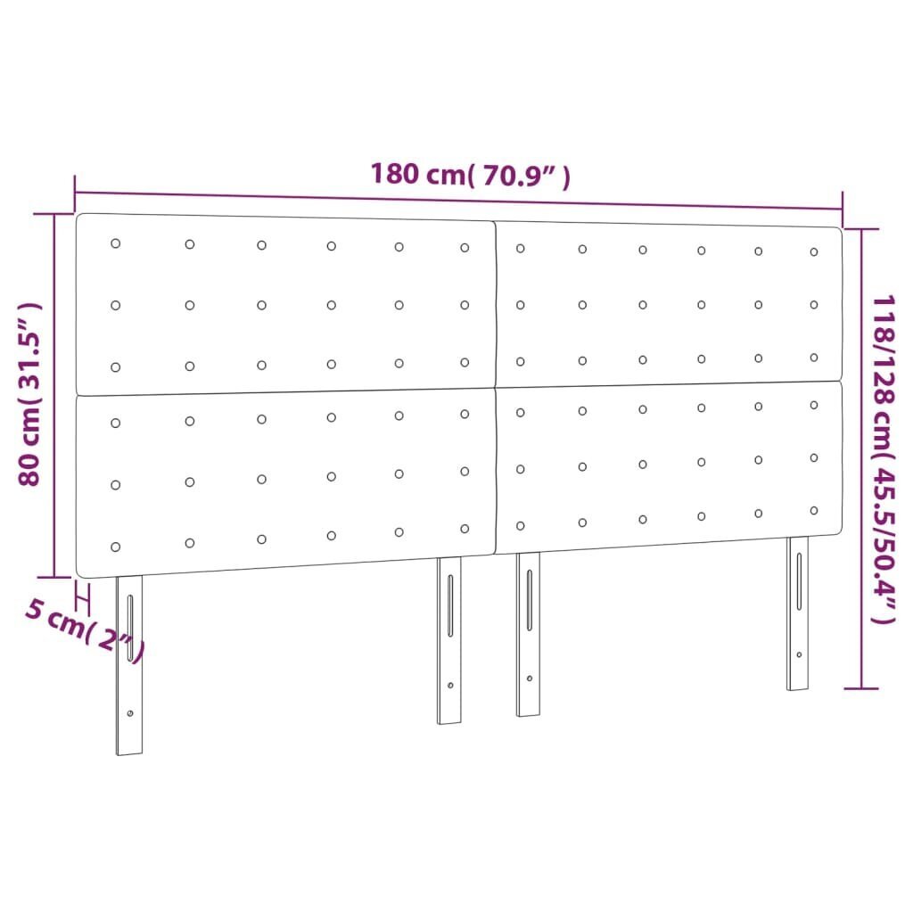 Sängynpääty, 4 kpl, musta, 90x5x78/88cm, keinonahka hinta ja tiedot | Sängyt | hobbyhall.fi