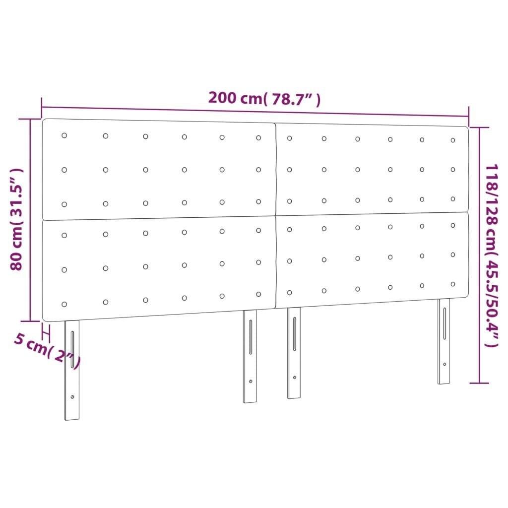 Sängynpääty, 4 kpl, musta, 100x5x78/88 cm, keinonahka hinta ja tiedot | Sängyt | hobbyhall.fi