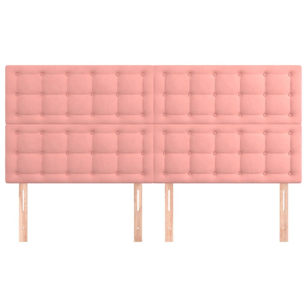 Sängynpääty, 4 kpl pinkki, 80x5x78/88cm, sametti hinta ja tiedot | Sängyt | hobbyhall.fi