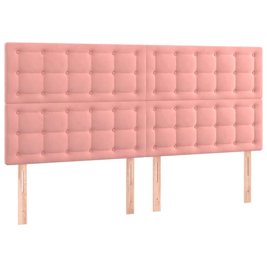 Sängynpääty, 4 kpl pinkki, 80x5x78/88cm, sametti hinta ja tiedot | Sängyt | hobbyhall.fi