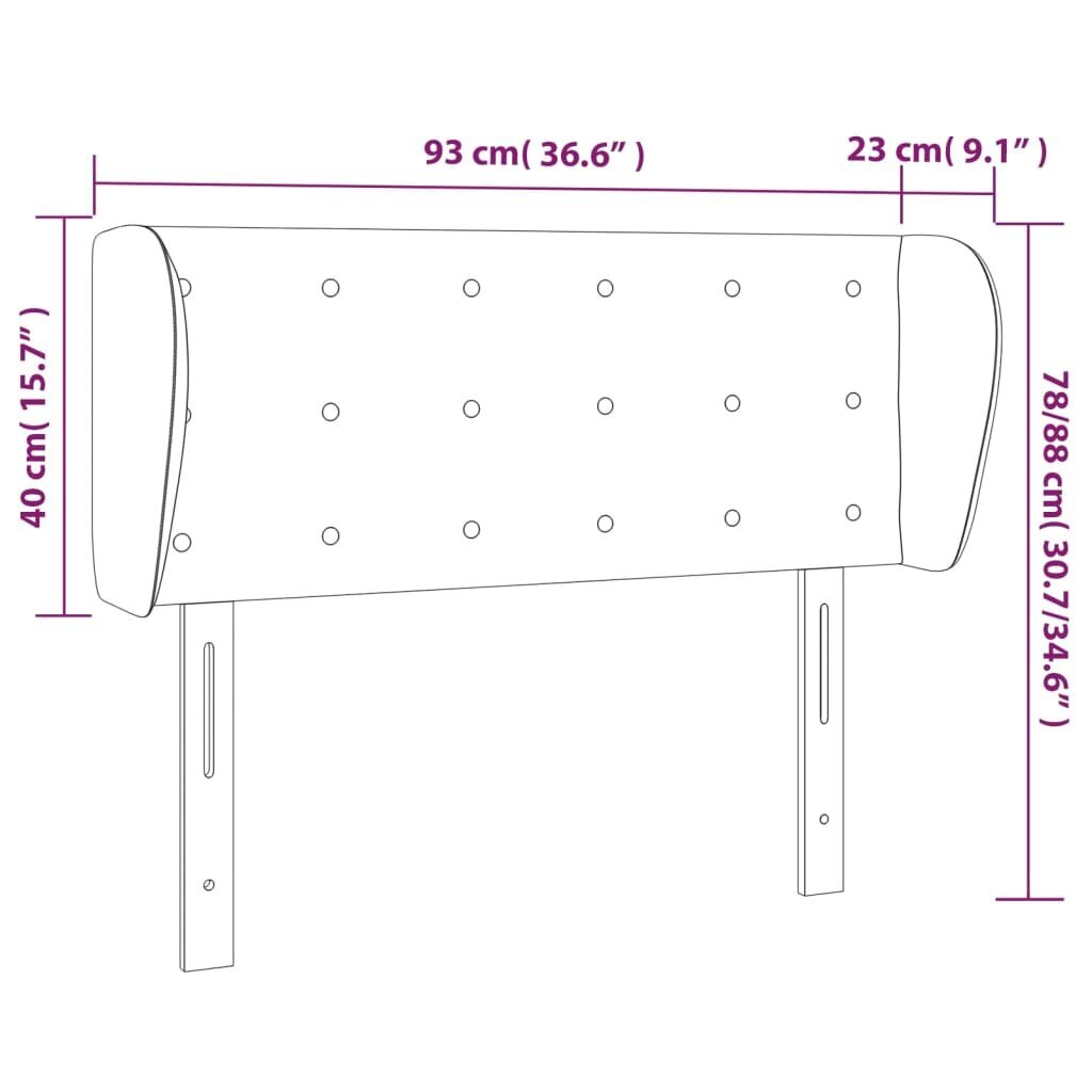 Sängynpääty korvilla, harmaa, 93x23x78/88cm, keinonahkaa hinta ja tiedot | Sängyt | hobbyhall.fi