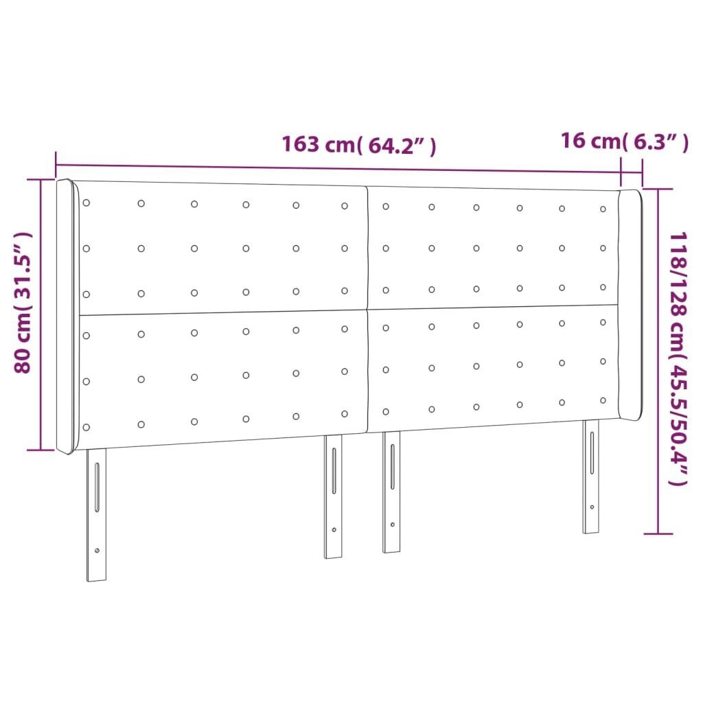 Sängynpääty korvakkeilla, musta, 163x16x118/128cm, keinonahka hinta ja tiedot | Sängyt | hobbyhall.fi