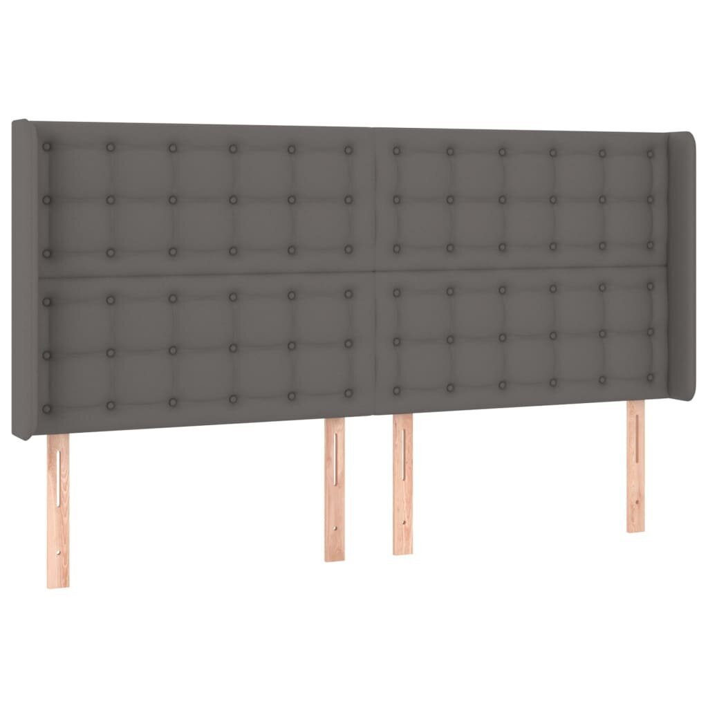 Sängynpääty korvakkeilla, harmaa, 163x16x118/128cm, keinonahka hinta ja tiedot | Sängyt | hobbyhall.fi