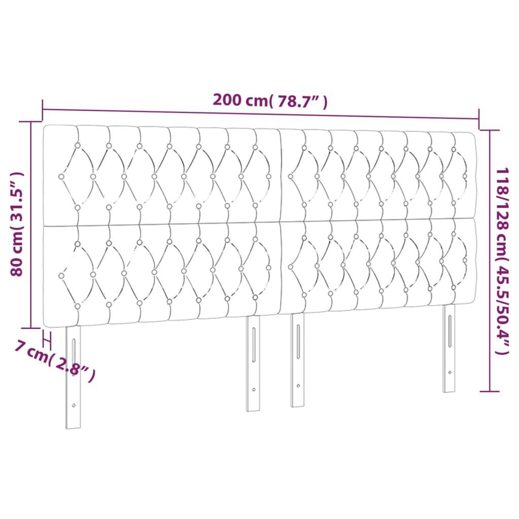 Sängynpääty, 4 kpl, vaaleanharmaa, 100x7x78/88cm, sametti hinta ja tiedot | Sängyt | hobbyhall.fi