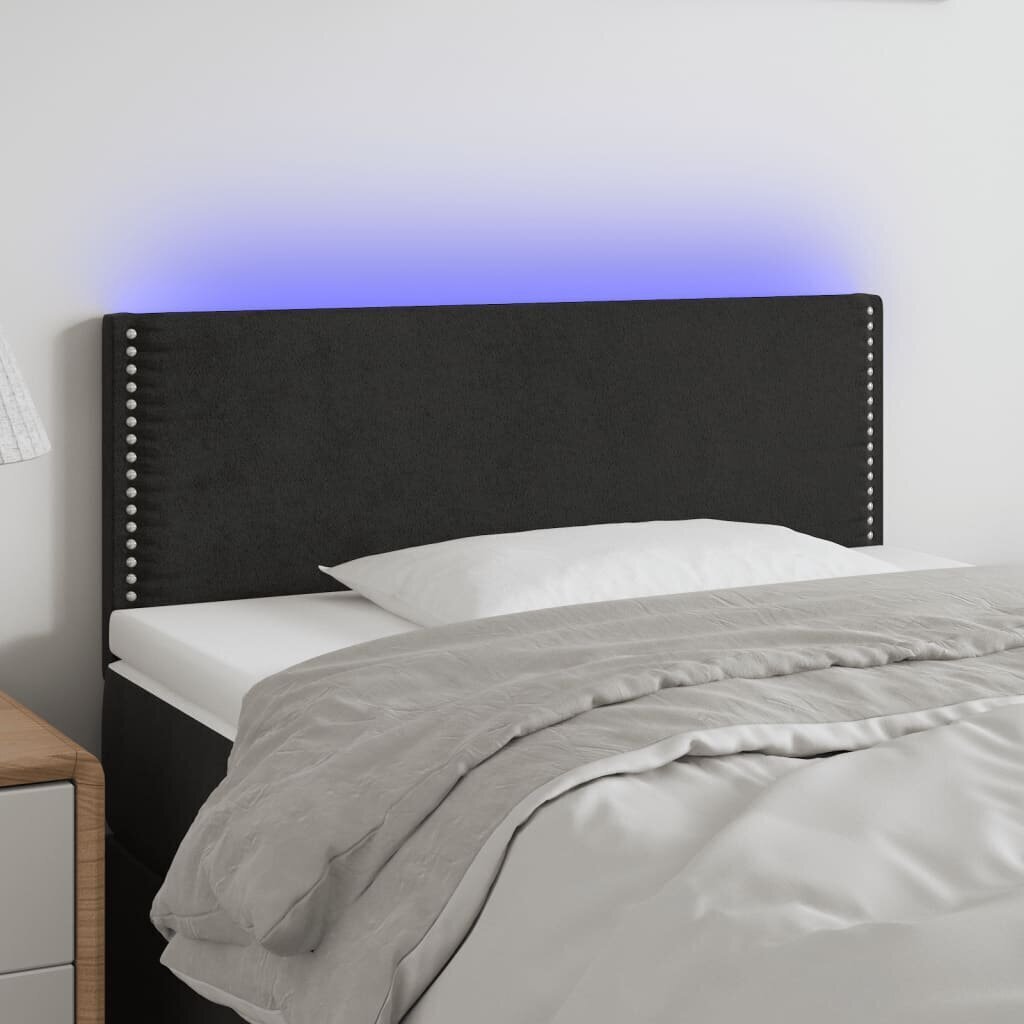 Sängynpääty LED-valolla, musta, 80x5x78/88cm hinta ja tiedot | Sängyt | hobbyhall.fi