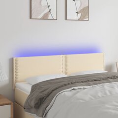 Sängynpääty LED-valolla, Kangas, 144x5x78/88cm, kermanvärinen hinta ja tiedot | Sängyt | hobbyhall.fi