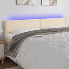 Sängynpääty LED-valolla, Kangas, 160x5x78/88cm, kermanvärinen hinta ja tiedot | Sängyt | hobbyhall.fi