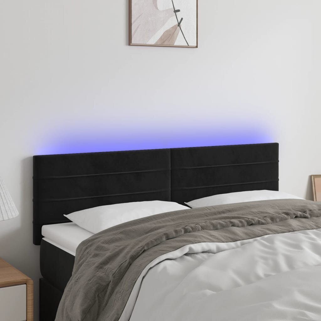 Sängynpääty LED-valolla, musta, 144x5x78/88cm hinta ja tiedot | Sängyt | hobbyhall.fi