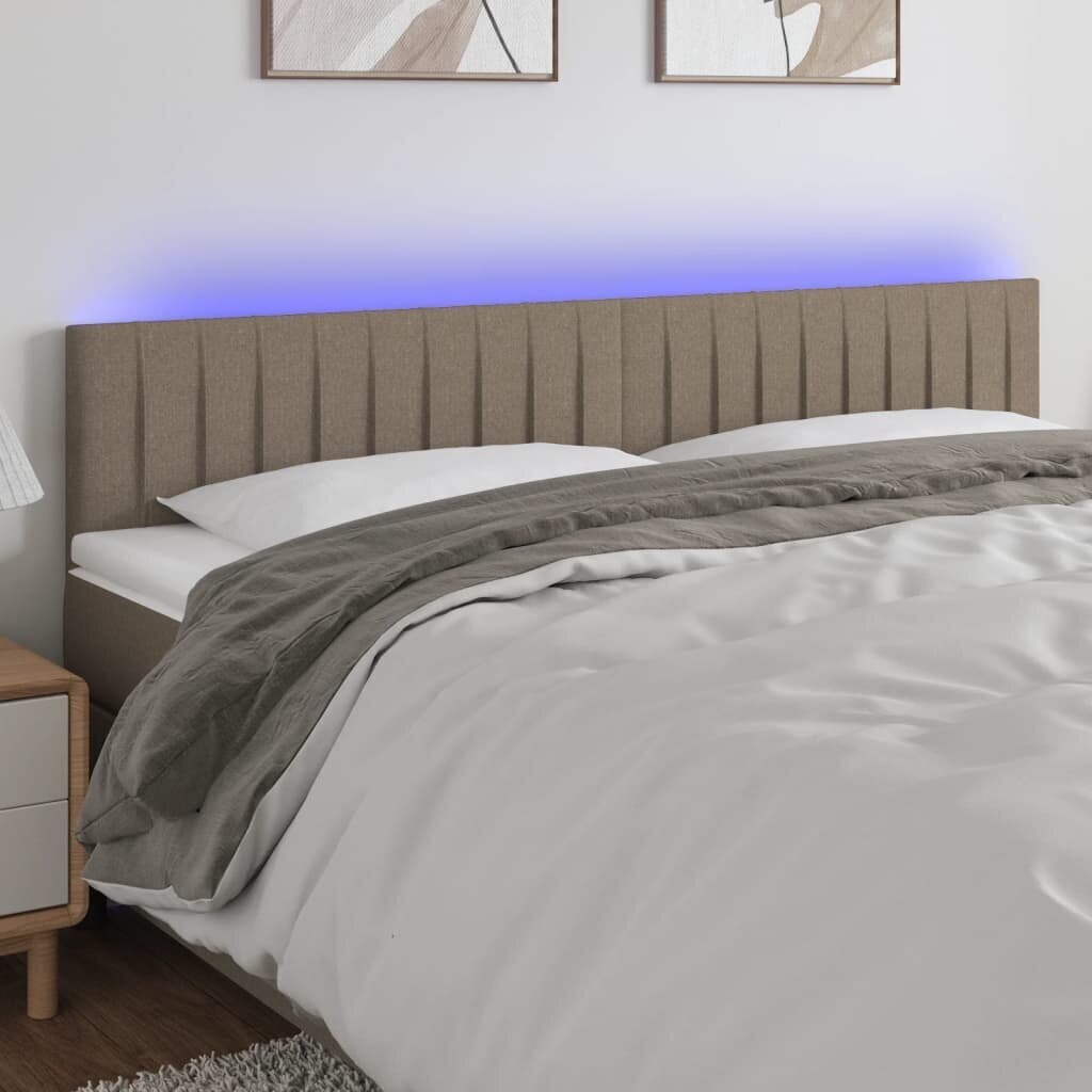 Sängynpääty LED-valolla, kangas, 180x5x78/88cm, taupe väri hinta ja tiedot | Sängyt | hobbyhall.fi