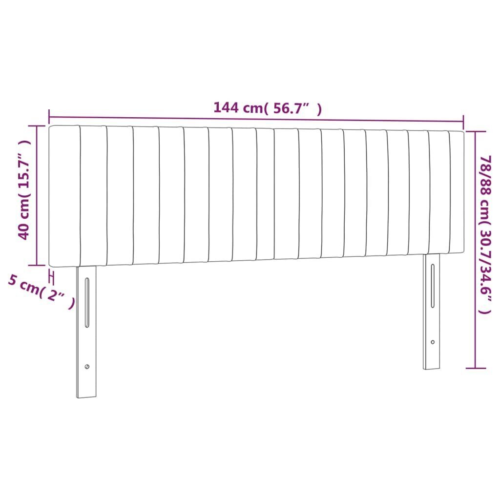 Sängynpääty LED vidaXL, Velvet, 144x5x78/88cm, tummanharmaa hinta ja tiedot | Sängyt | hobbyhall.fi