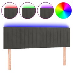 Sängynpääty LED vidaXL, Velvet, 144x5x78/88cm, tummanharmaa hinta ja tiedot | Sängyt | hobbyhall.fi