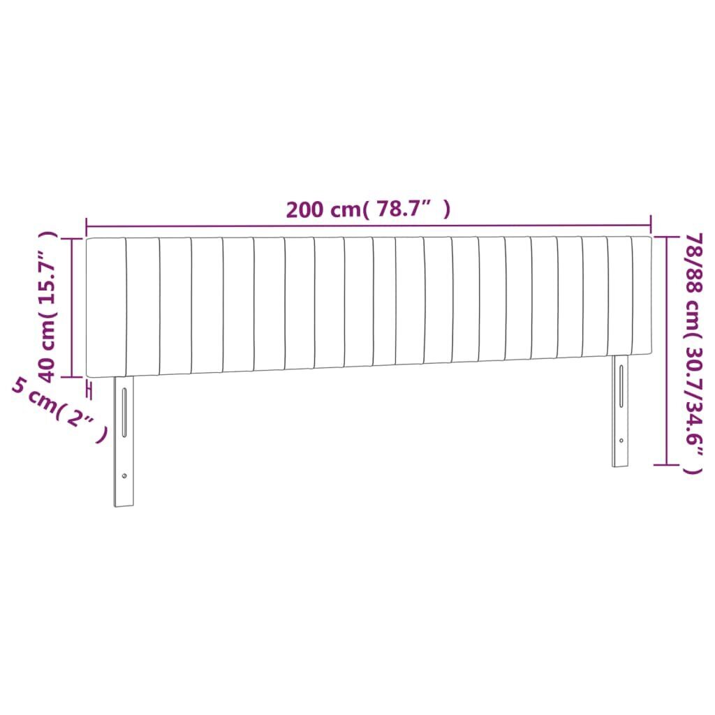 Sängynpääty vidaXL, 200x5x78/88cm, pinkki hinta ja tiedot | Sängyt | hobbyhall.fi