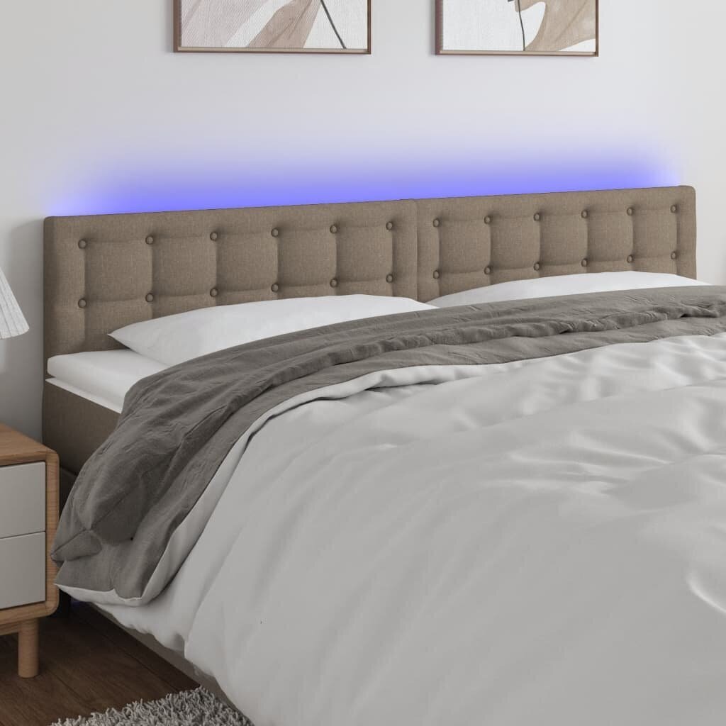 Sängynpääty LED-valolla, kangas, 180x5x78/88cm, taupe väri hinta ja tiedot | Sängyt | hobbyhall.fi