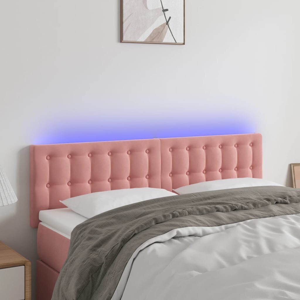 Sängynpääty LED-valolla, pinkki, 144x5x78/88cm hinta ja tiedot | Sängyt | hobbyhall.fi