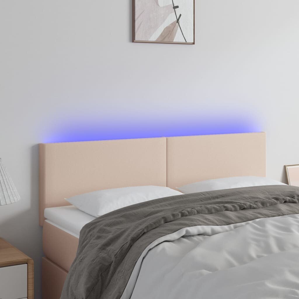 Sängynpääty LED-valolla, cappuccino, 144x5x78/88cm hinta ja tiedot | Sängyt | hobbyhall.fi