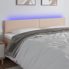 Sängynpääty LED-valolla, keinonahka, 200x5x78/88cm, cappuccino väri hinta ja tiedot | Sängyt | hobbyhall.fi