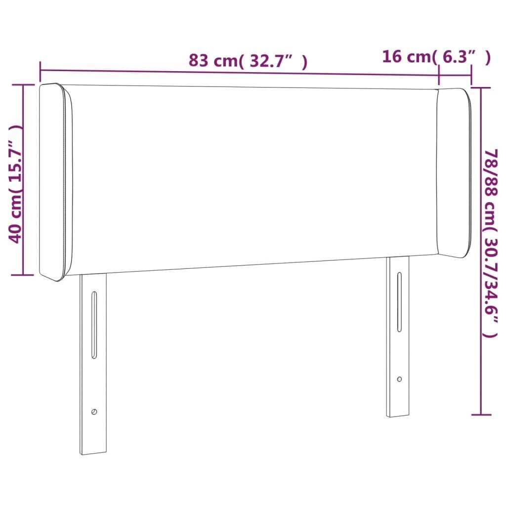 Sängynpääty LED vidaXL:llä, Kangas, 83x16x78/88cm, vaaleanharmaa hinta ja tiedot | Sängyt | hobbyhall.fi