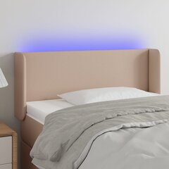 Sängynpääty LED-valolla, keinonahka, 93x16x78/88cm, cappuccino väri hinta ja tiedot | Sängyt | hobbyhall.fi