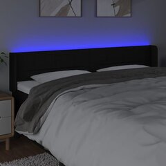 vidaXL Sängynpääty LED-valolla, musta, 163x16x78/88cm, kangas hinta ja tiedot | Sängyt | hobbyhall.fi