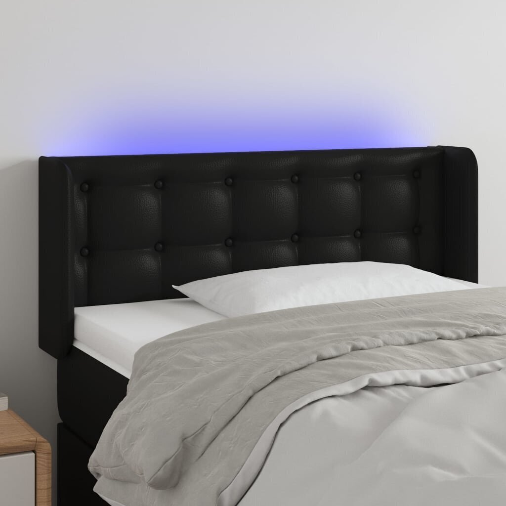 Sängynpääty LED-valolla, musta, 103x16x78/88cm hinta ja tiedot | Sängyt | hobbyhall.fi